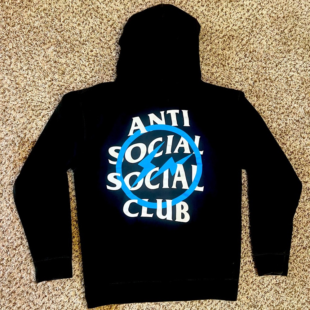 Anti Social Social Club Men’s Black and Blue Hoodie